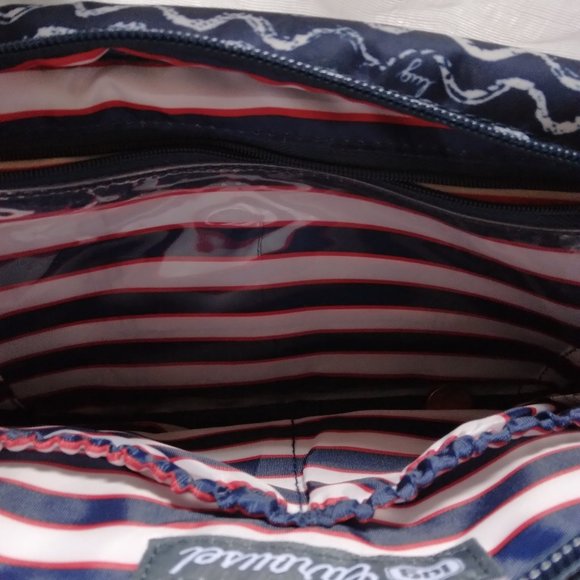 Navy Blue Wave Print Crossbody Belt Loop Bag - Picture 5 of 5